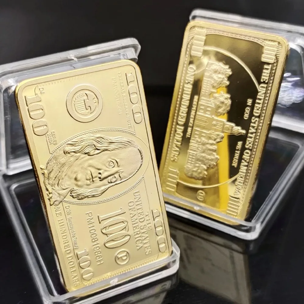 Uk Euro Prop Notes Copy Tickets Collection American 100 Dollar Bullion 24k Gold Bar Metal Coin Golden Bars USA With Gift view 3