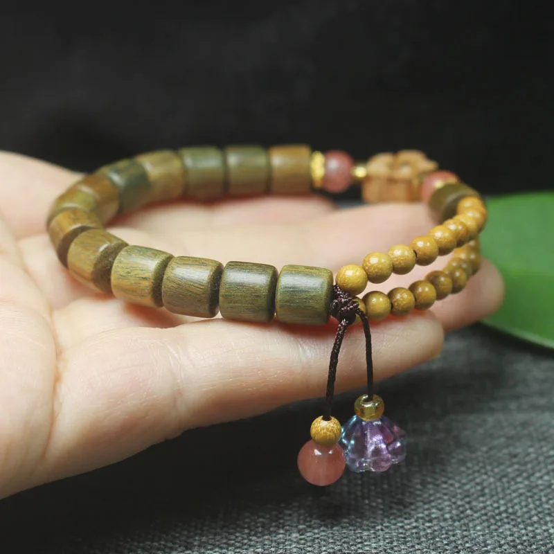 Guajacwood with Fragrance Barrel Beads Bracelet Chlorophora Regiaa. Chev National Style Ebony Women's Crafts Rosary Accessories