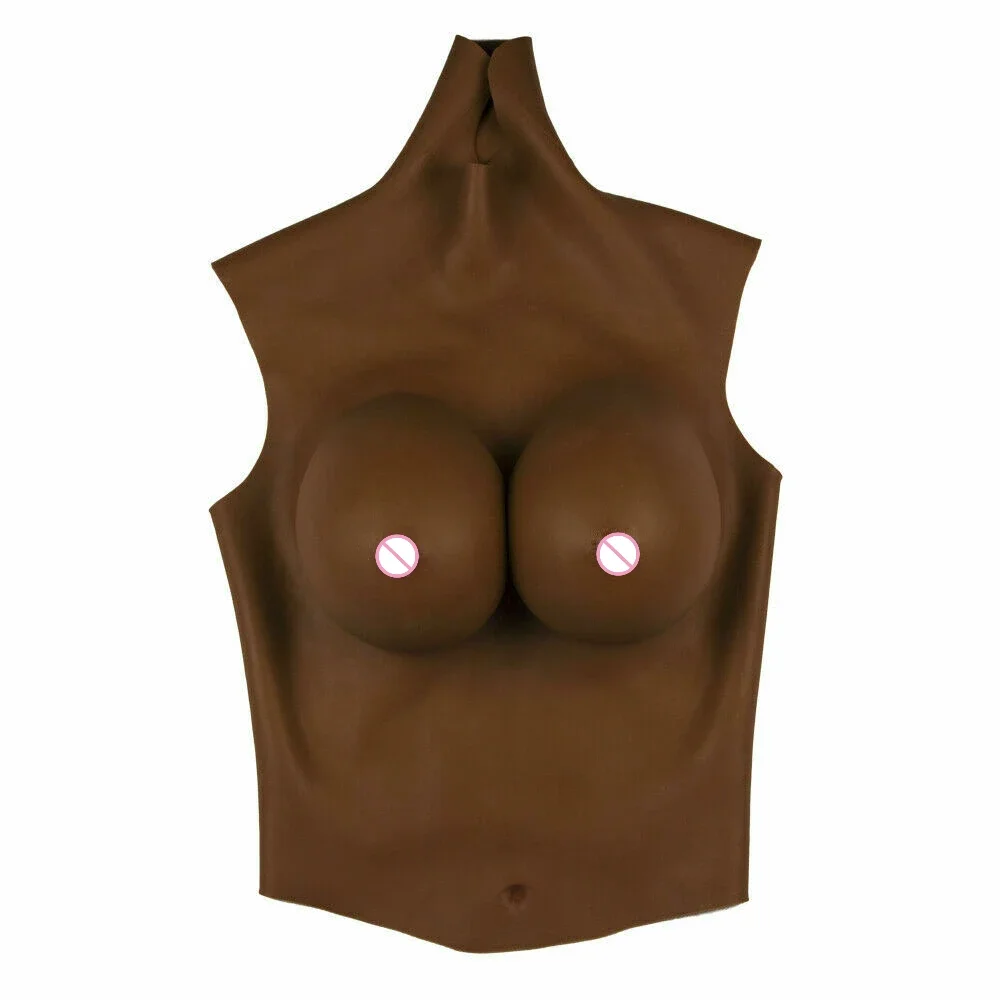 Crossdresser African Skin Big Cup Silicone Prosthetic Milk Exquisite Soft Realistic Fake Breast Plus Size Women Chest Lifter