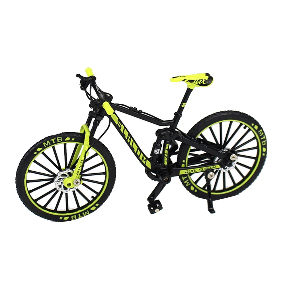 Mini 1:10 Lichtmetalen Fiets Model Diecast Metalen Vinger Mountainbike Downhill Fiets Volwassen Collectible Kinderen Speelgoed, Groen