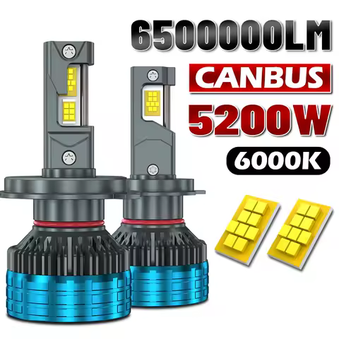6500000LM H7 H11 H4 CANBUS LED Headlight 5200W Super Bright H1 H8 H9 9005 HB3 9006 HB4 9012 Car LED Light Bulb 6000K 12V