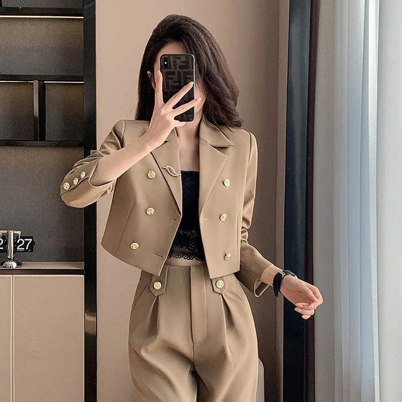 

2026New Spring and Autumn Short Suit Set for Women, Petite Size, High-End Fashion, Slimming Casual Two-Piece Suit
