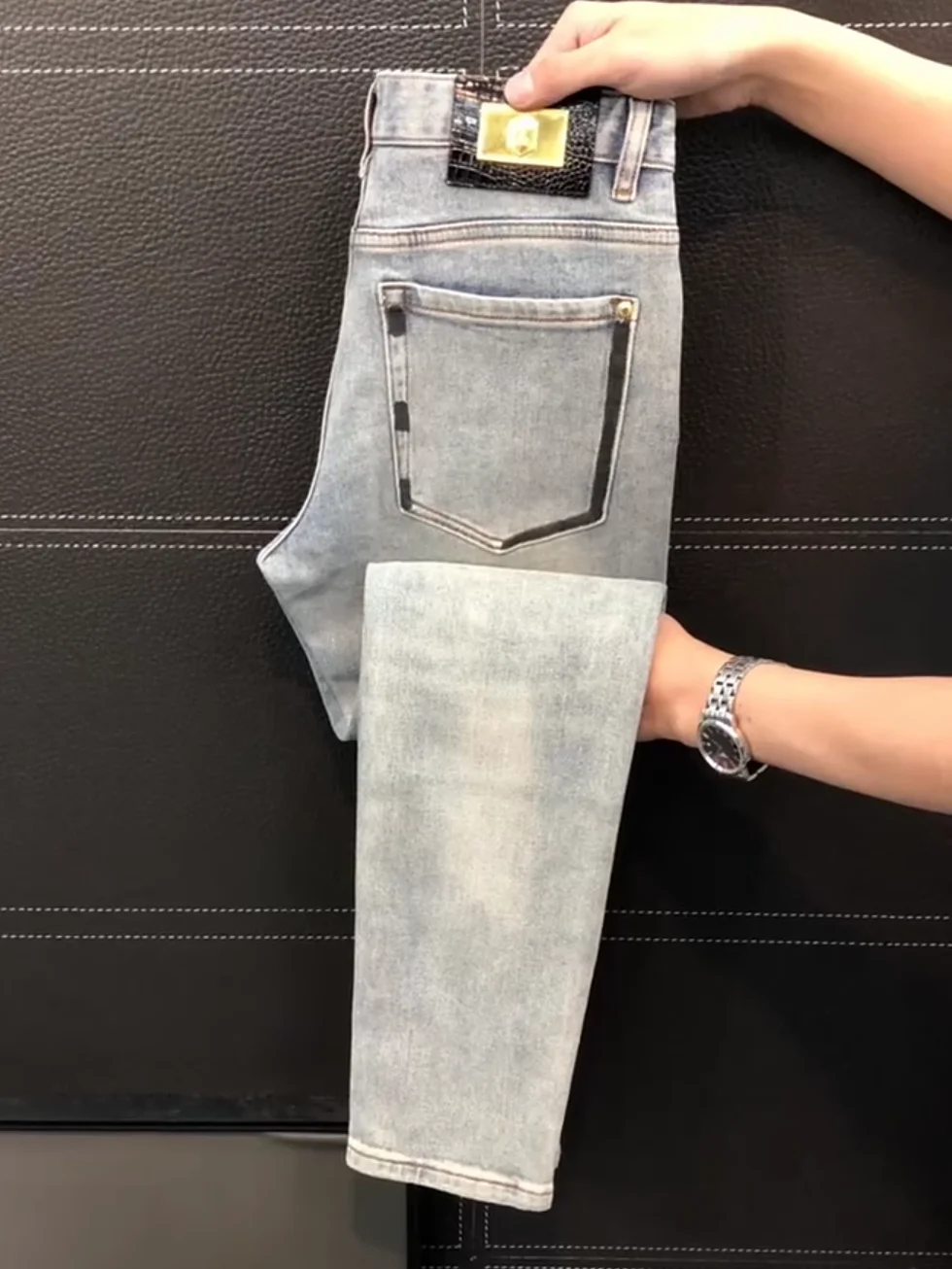 

Высококачественные модные мужские джинсы для повседневной носки и бизнеса, весна-лето, новинка, зауженный крой, длинные брюки, средняя посадка, на молнии