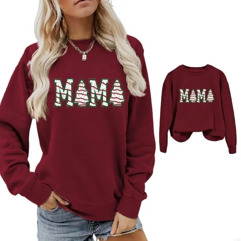 

R3MC Рождественский свитшот для женщин, пуловер для праздника с надписью «Рождественская елка», топ для мамы