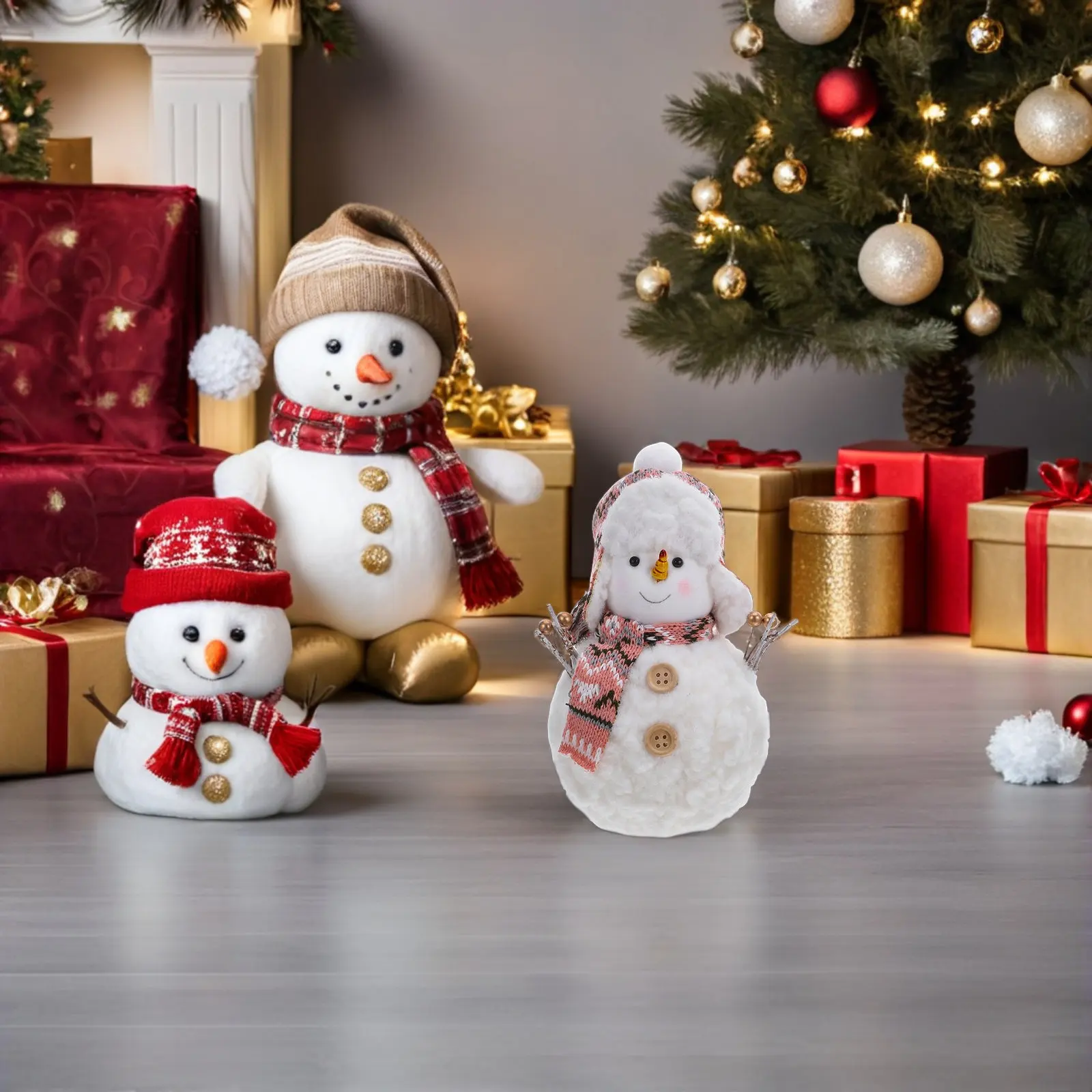

18Cm Premium Stuffed Snowman Home Decor for Shelves Mantels Tables Festive Winter Holiday Display Cozy Christmas Interior