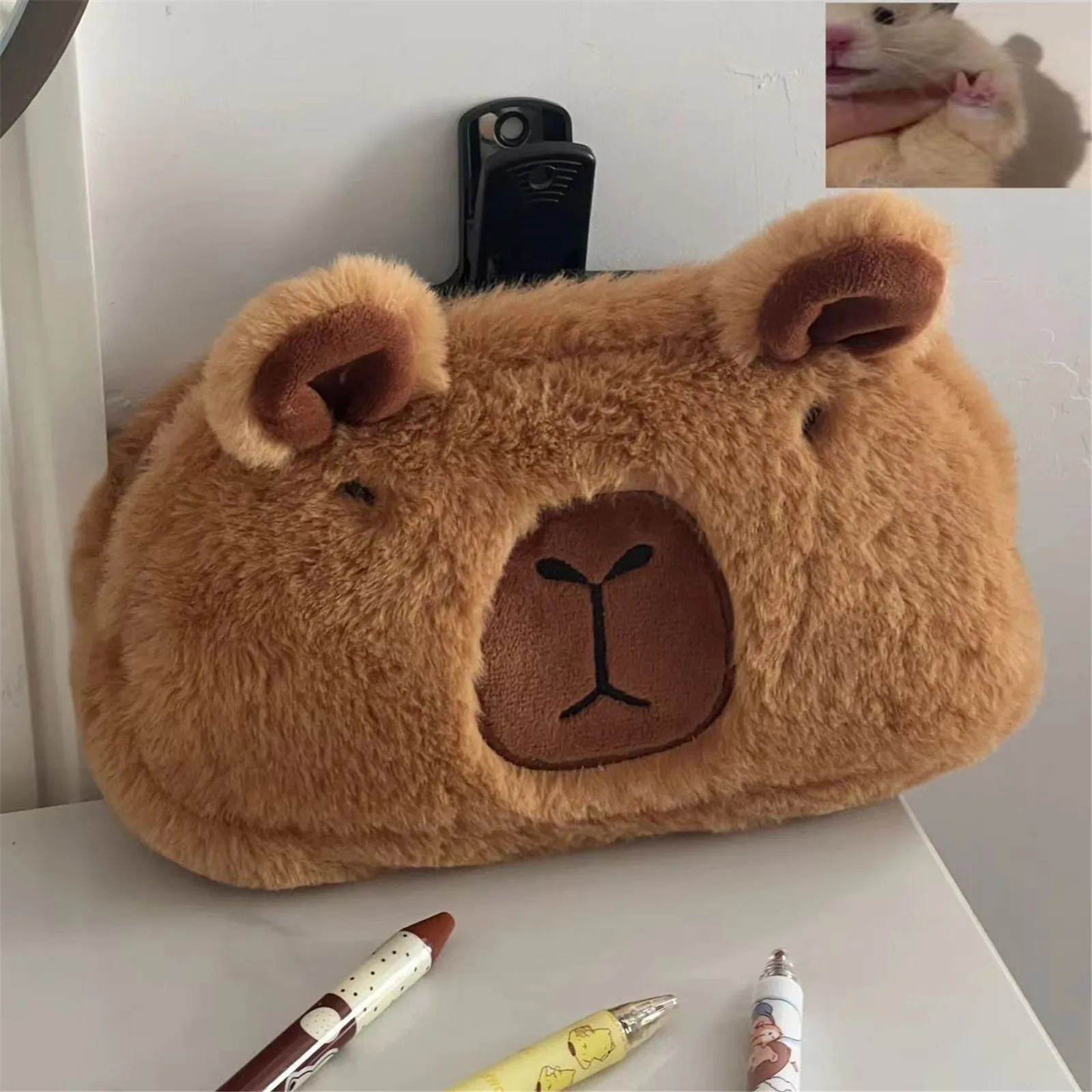 Cartoon Cute Pencil Case Plush Stuffed Toy Pencil Bag Large Capacity Cosmetic Kawaii Makeup Bag 2025 New