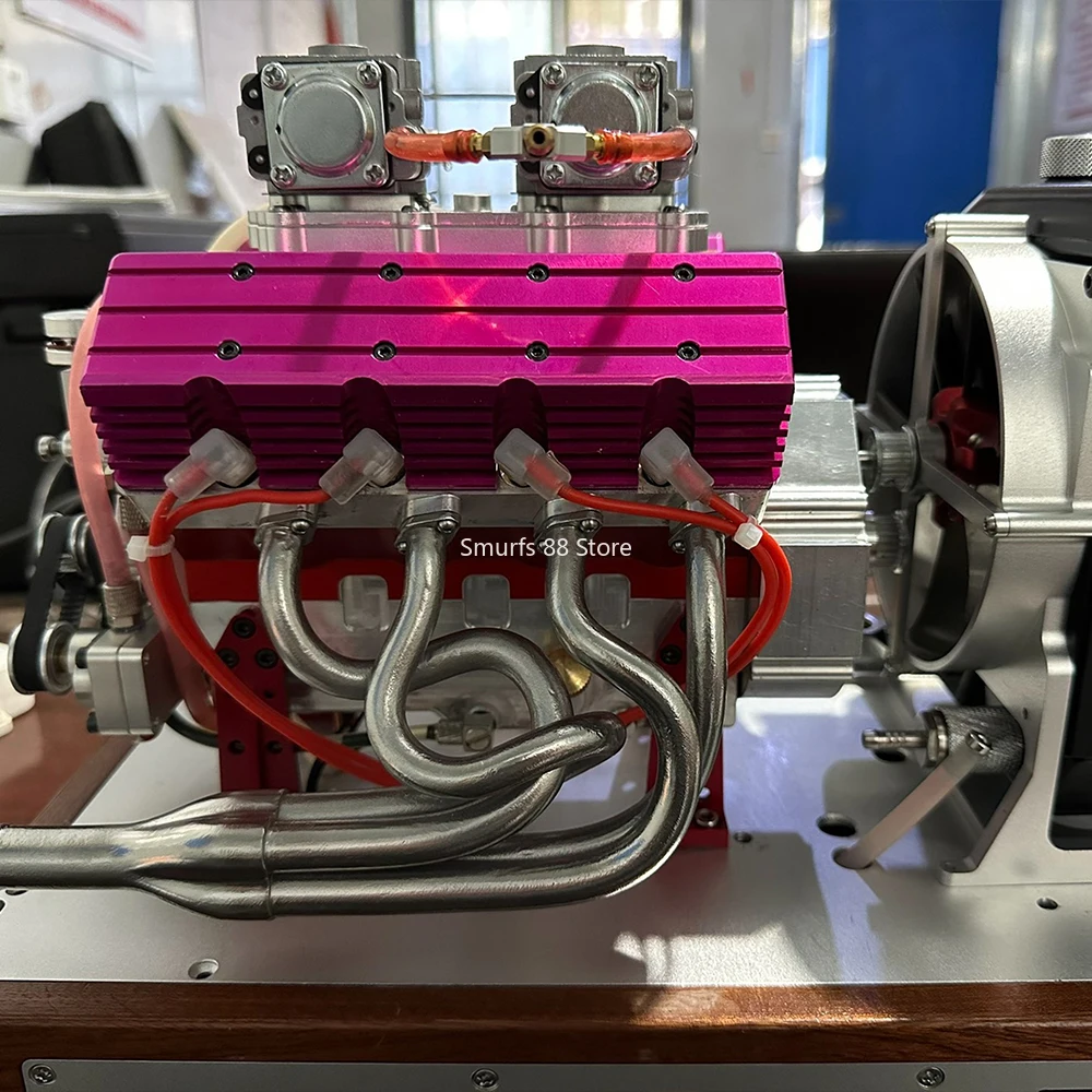 Modelo de motor v8, metal, gasolina, refrigerado a água, com base, supercharging mecânico, pode ser comercial, ignição cdi, brinquedo, presente