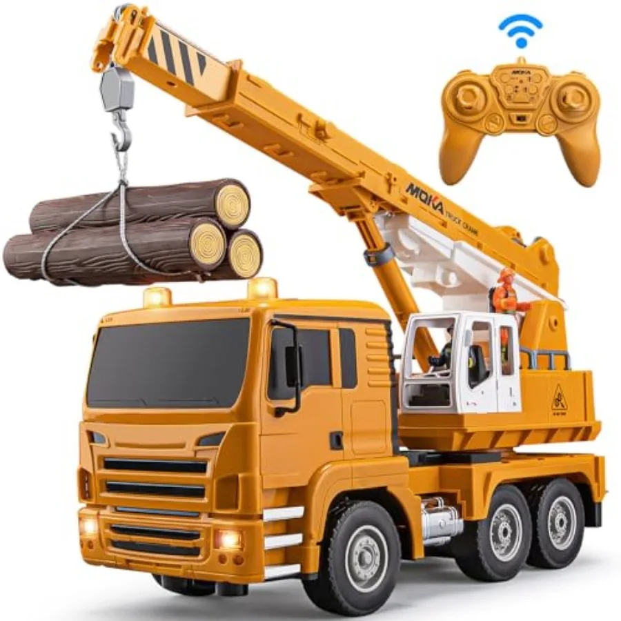 

13-канальный радиоуправляемый кран-манипулятор 2.4G, игрушечная строительная техника с подсветкой, звуком, функцией подъема и опускания, масштаб 1:18, большой радиоуправляемый кран