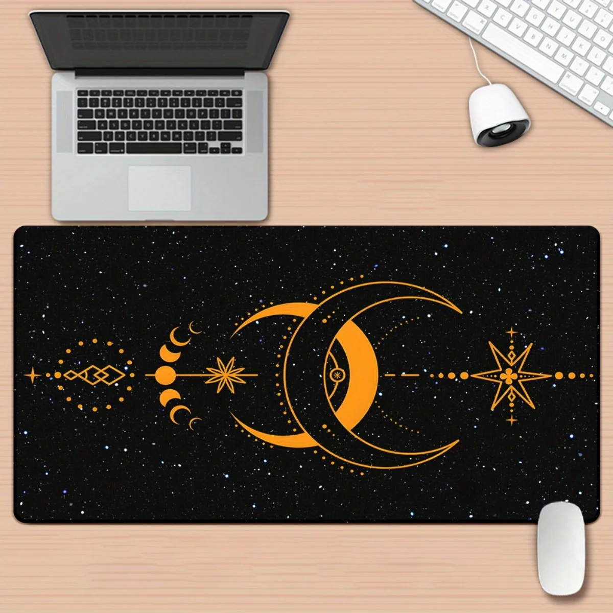 Brand Moon Black HD Printed Pad, Iron Art XXL Mousepad, Multi Functional Gaming Keyboard Mat, Office PC Desk Mat, Durable