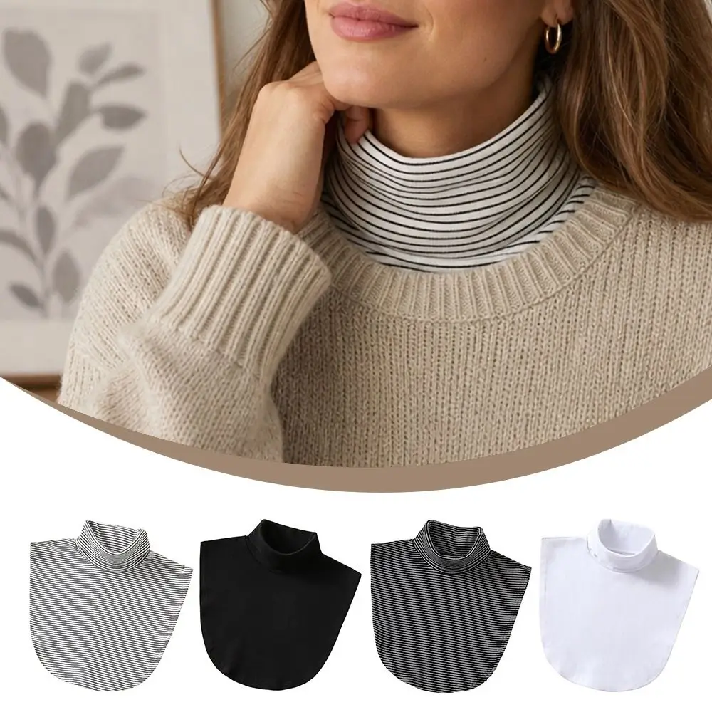 Versatile High Neck Fake Collar Elastic Knitted Neck Protection Scarf Detachable Knitted High Neck Collar