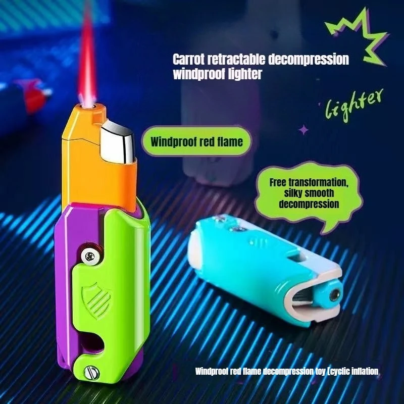 2026 turbina de Gas inflable de descompresión de rábano por gravedad, encendedor de llama alta, juguete portátil para exteriores, regalo para hombres