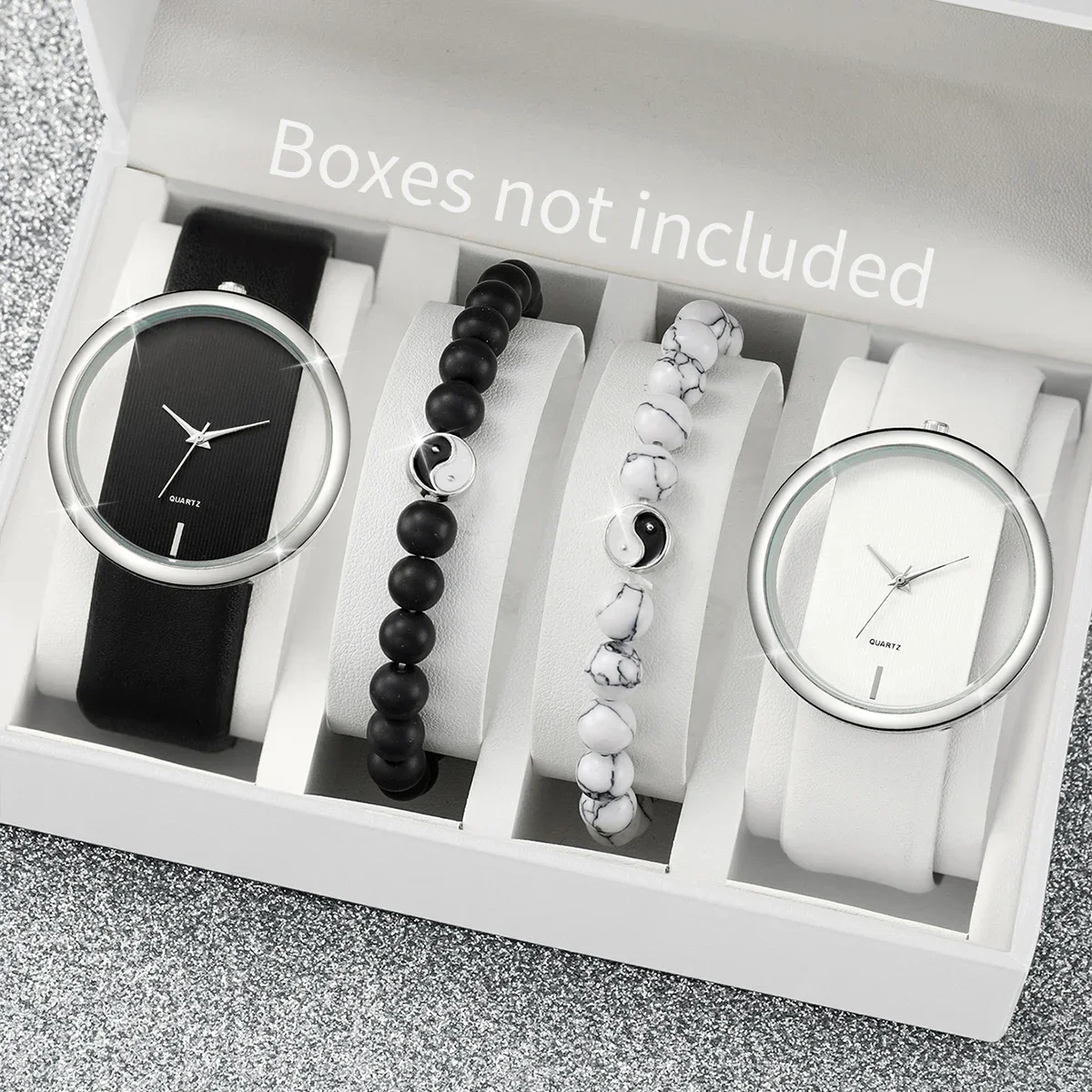 4-piece couple watch set, atmospheric transparent hollowed out watch for both men and women, unisex quartz watch set