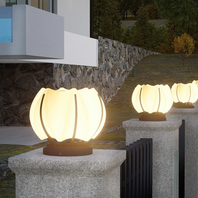 

Solar lotus garden wall stigma lamp pillar gate lamp garden villa