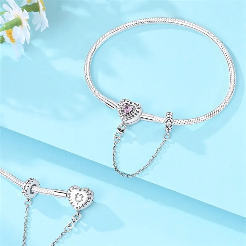 New 925 Sterling Silver 17‑20CM Zirconium Powder Brings Peace To The Heart Olive Leaf Bracelet For Women Fashion Jewelry Gifts
