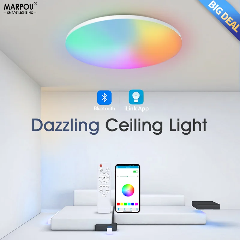 RGB Smart Remote Control Ceiling Light LED Light Chandelier Dimming Home Decor APP Bluetooth 220V Bedroom Living Room Kitchen