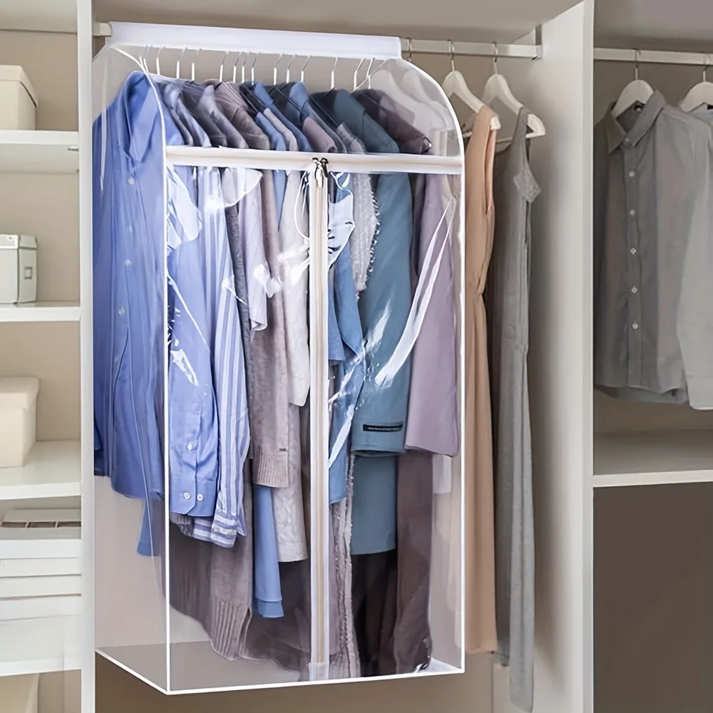 

Transparent 43" Hanging Garment Bag for Closet Storage Large Capacity Clothes Dust Cover Garment Cover for Coats,Jackets,Sweater
