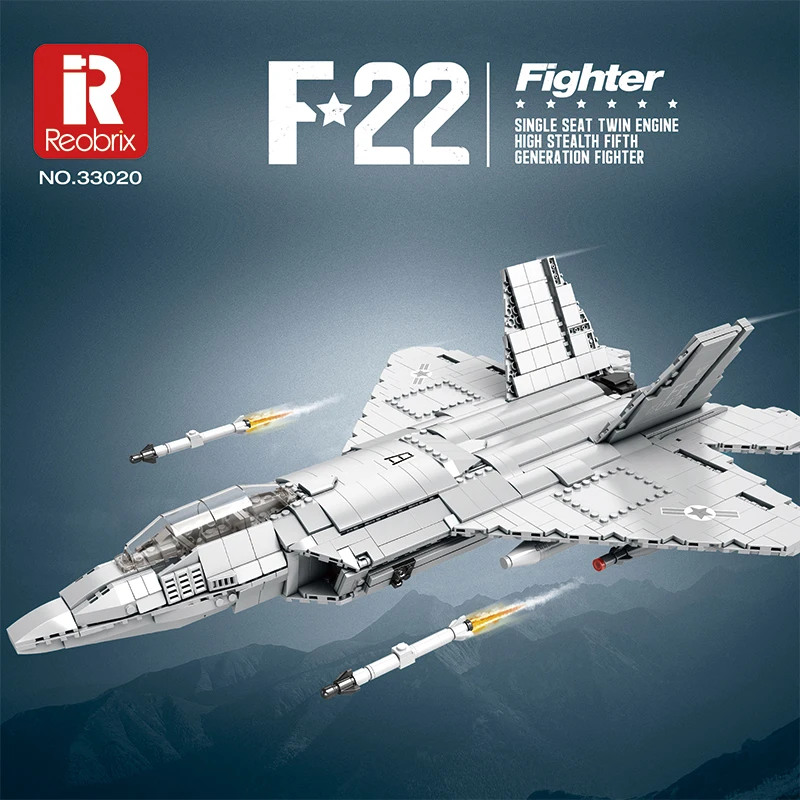 

Reobrix Building Blocks 1837 Building Blocks Toy Military Weapons F22 Fighter Machine Model Building Blocks for Children Boys