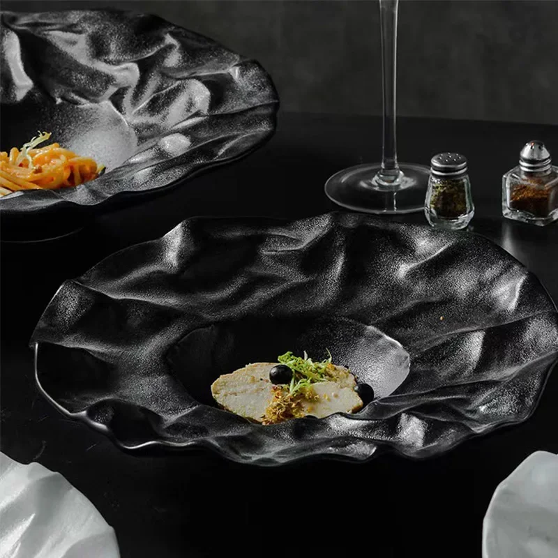 hat plate Deep plate Creative western food plate Commercial artistic conception dish Japanese ceramic hotel tableware