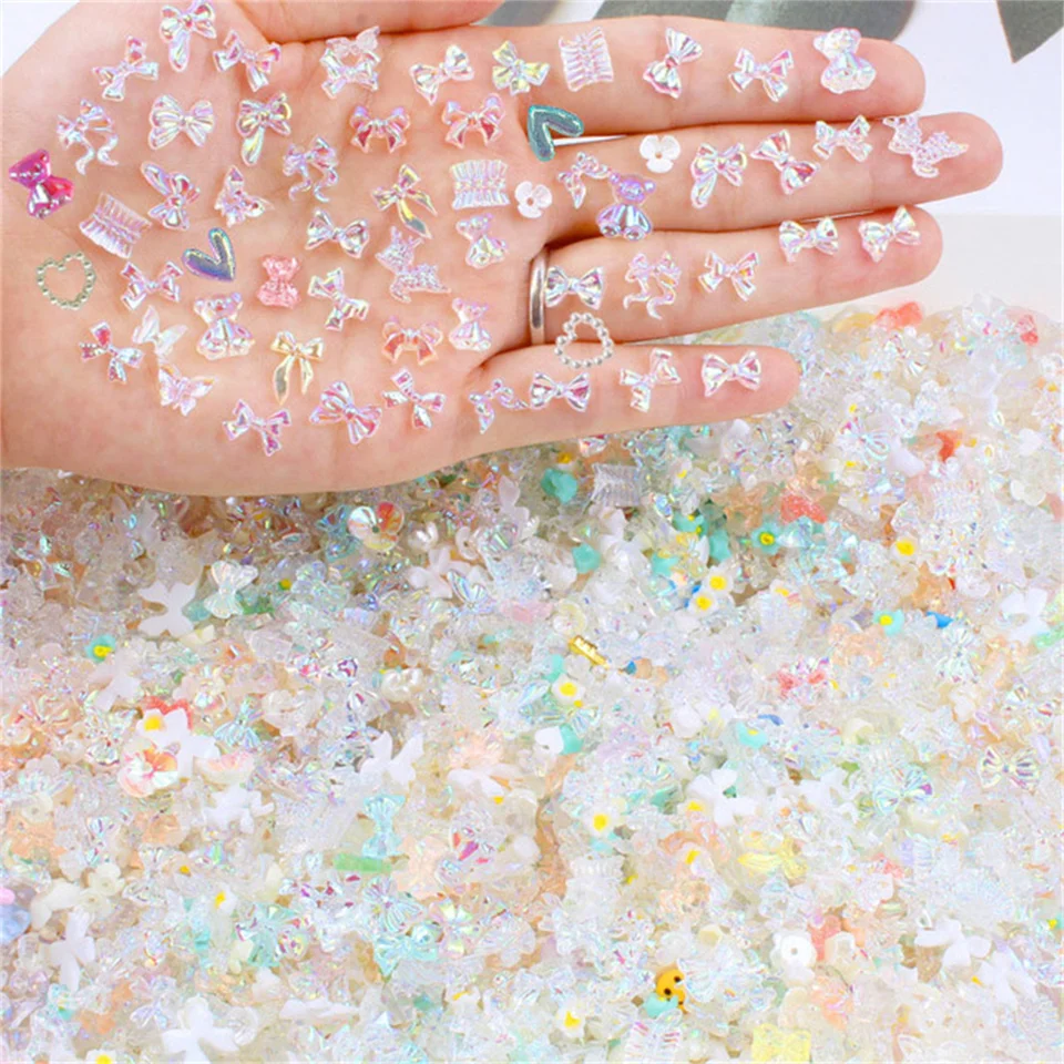 50 piezas de strass de resina 3D coloridos variados kawaii para uñas, encantos exquisitos de acrílico, decoraciones de uñas DIY, accesorios 5