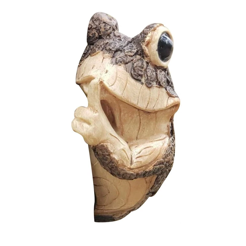 Quiet Frog Tree Peeker Garden Tree Sculptures Outdoor Tree Face Garden Tree Hugger Statue Indoor Outdoor Yard Durable A