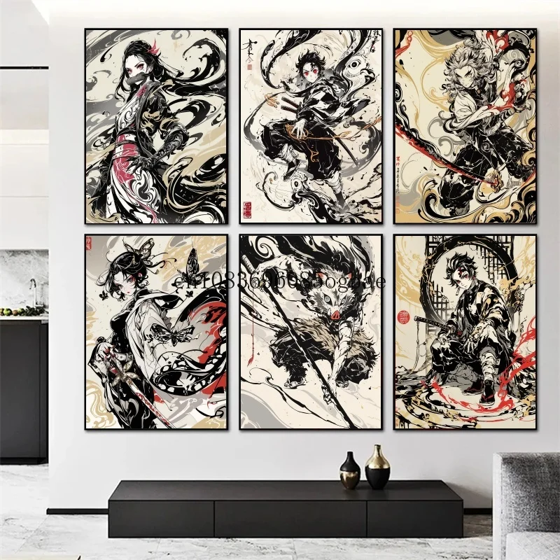 

Anime Demon Slayer Canvas Poster Tanjirou Nezuko Kyoujurou Home Wall Art Painting Prints Pictures Kids Bedroom Decor Mural Gifts
