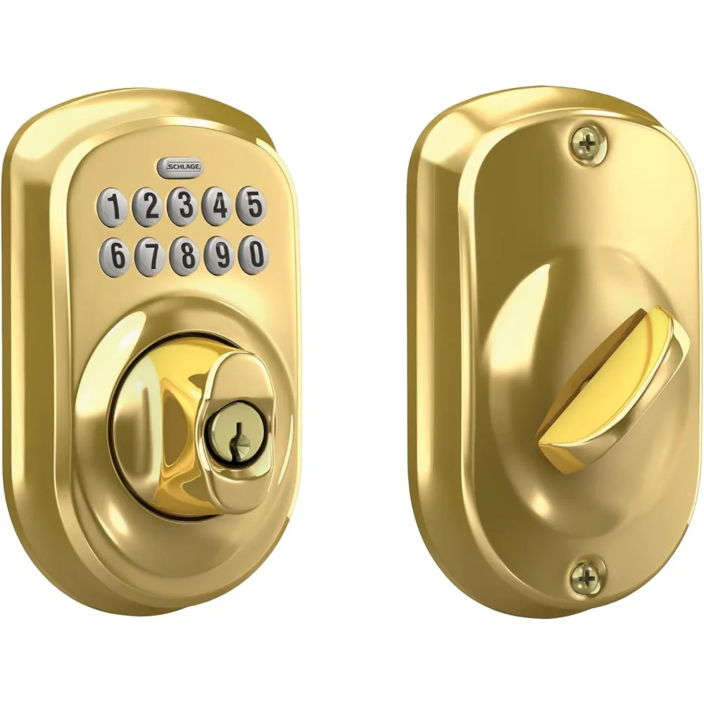 

Schlage BE365 V PLY 505 Засов клавиатуры Plymouth, электронный замок без ключа, яркая латунь