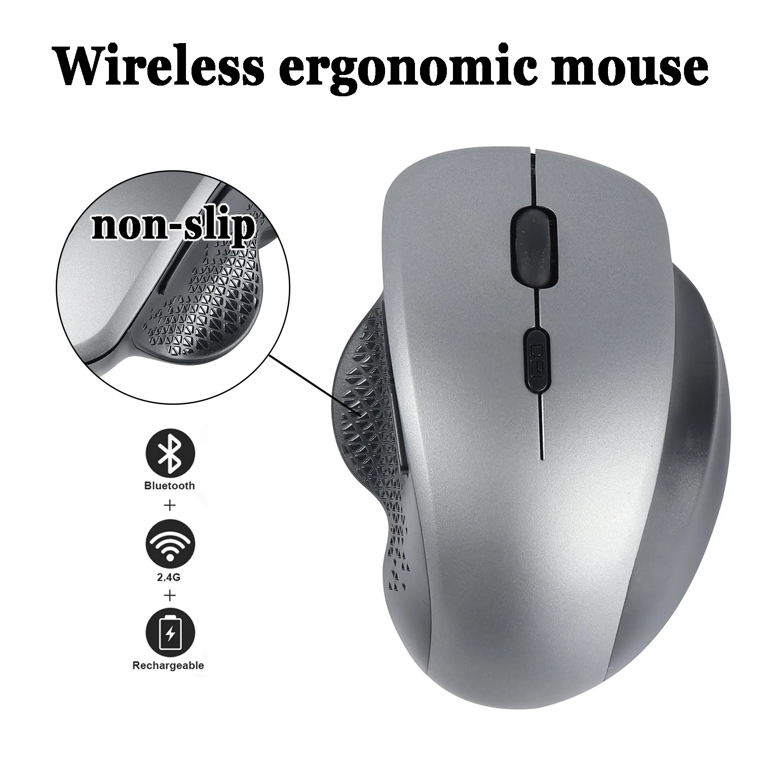 

Ergonomic Wireless Vertical Mouse Dual-Mode 2.4G USB+BT Recharge Mause Adjustable DPI 6 Buttons Optical Mice for Computer Laptop