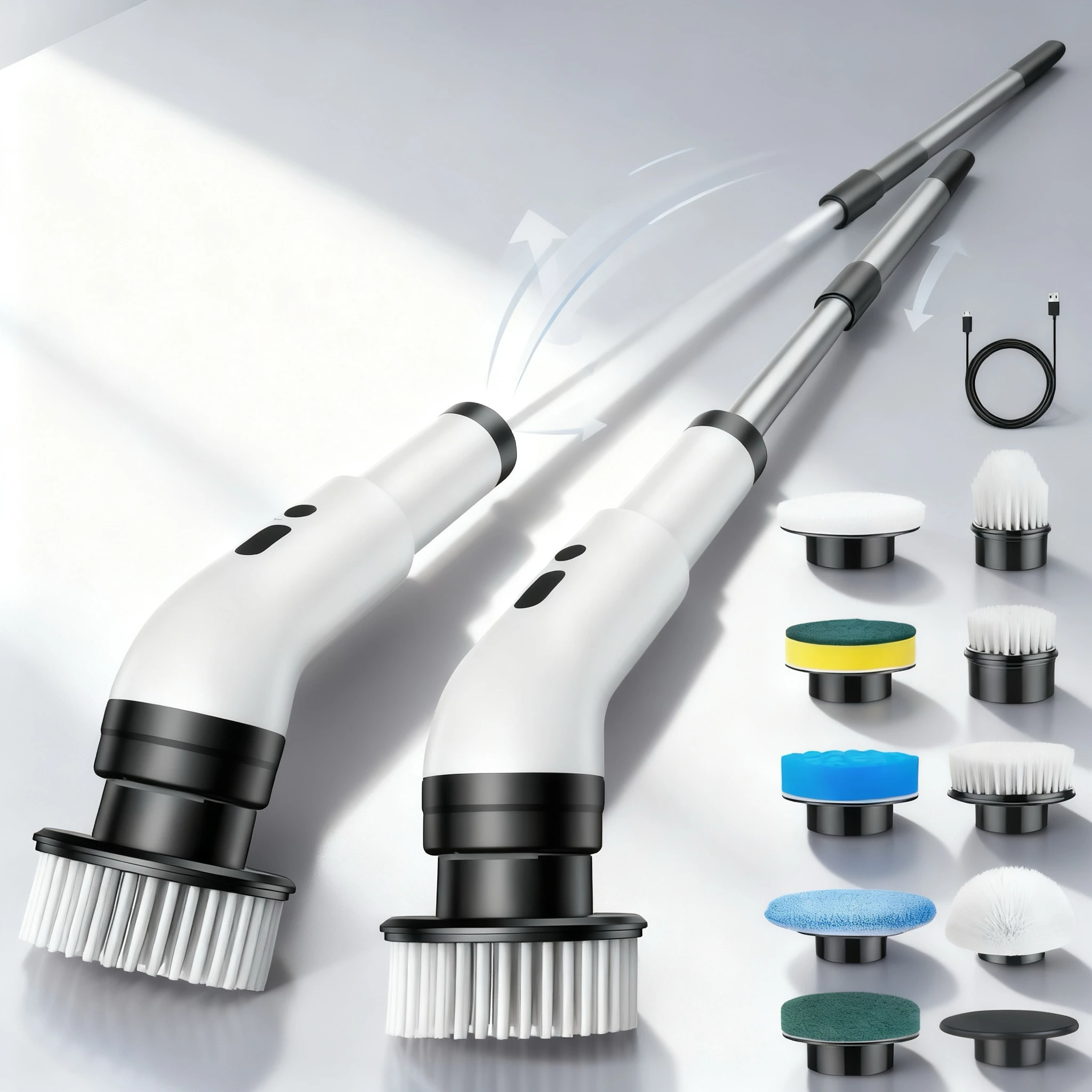 فرشاة تنظيف كهربائية 9 في 1، أدوات تنظيف كهربائية دوارة، أدوات تنظيف كهربائية، أدوات تنظيف المطبخ والحمام #6