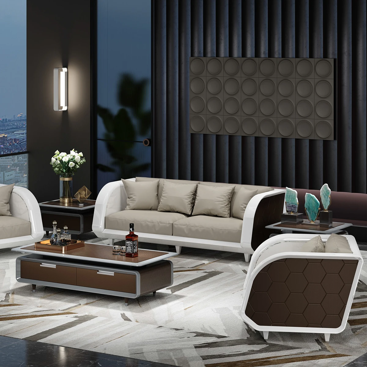 

Современный белый кожаный диван для коммерческого офиса, мебель для лобби, зоны ожидания и ресепшн, комплект из 3+1+1 представительских диванов