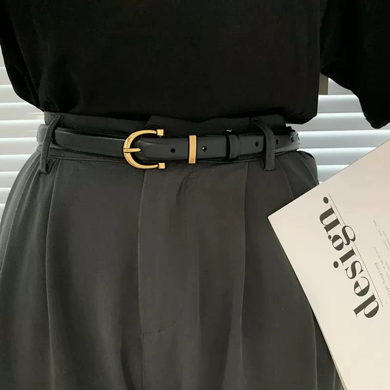 

Корейский модный ремень с пряжкой из натуральной кожи, золотая пряжка, элегантный однотонный женский ремень, летний декоративный женский ремень для джинсов