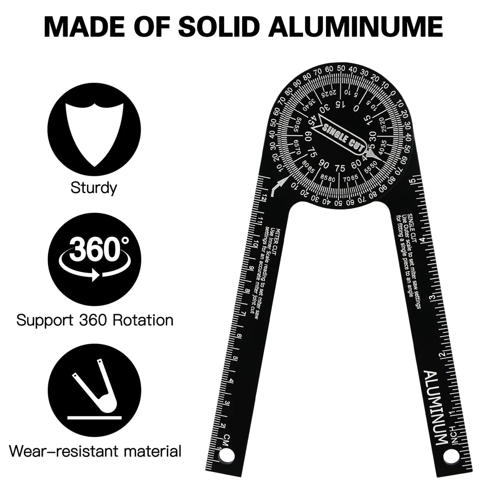 CMHI-Miter Saw Protractor ,Aluminum Angle Finder, Protractor For Crown Molding, Measuring Tool With Scale