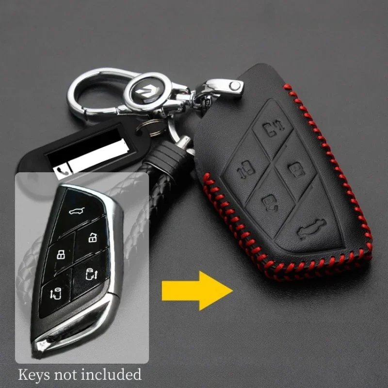 

For MAXUS G90 MPV MIFA 9 2022 Leather Car Key Bag Case Wallet Holder Key Cover Key Chains Car Accessories