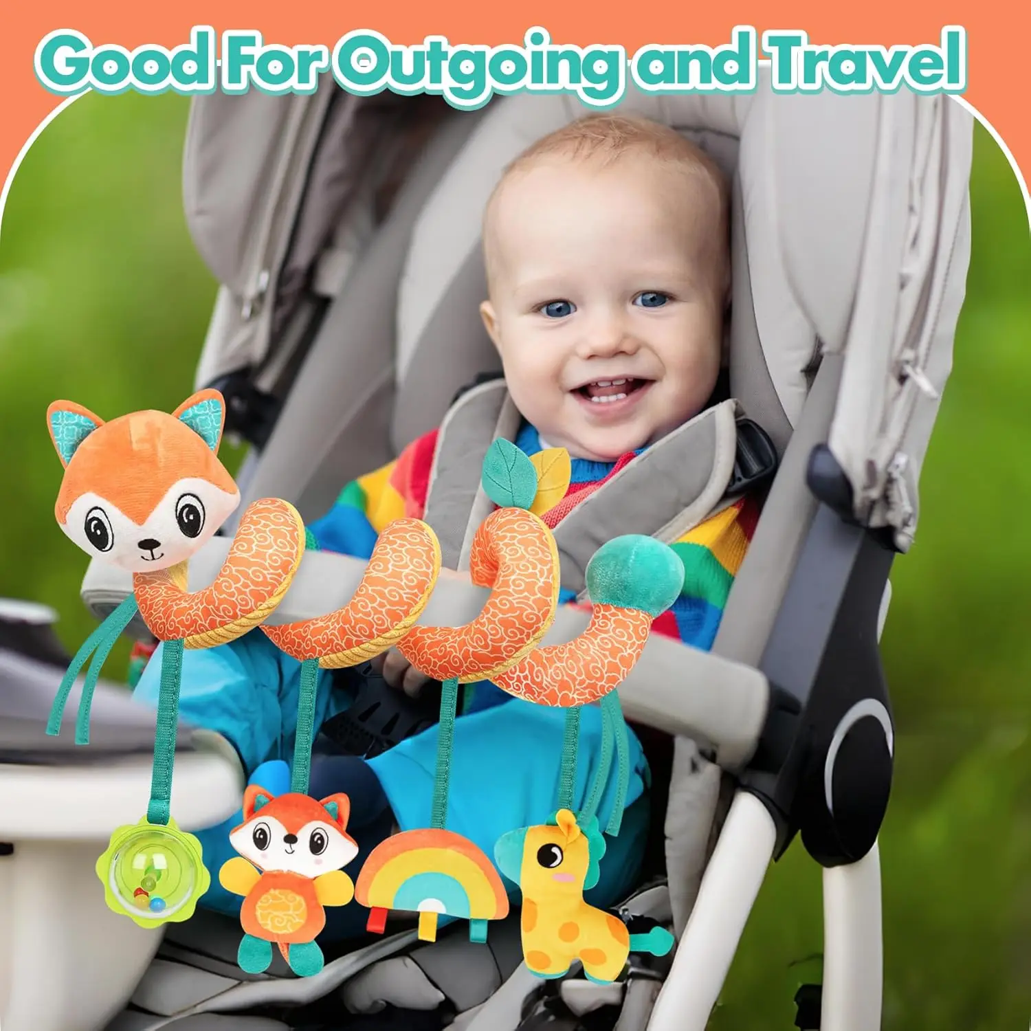 Juguetes para asiento de coche de bebé, cochecito de actividades, juguete para niños y niñas de 0 3 6 9 10 12 meses, juguetes de peluche colgantes en espiral, juguetes para Baby Shower