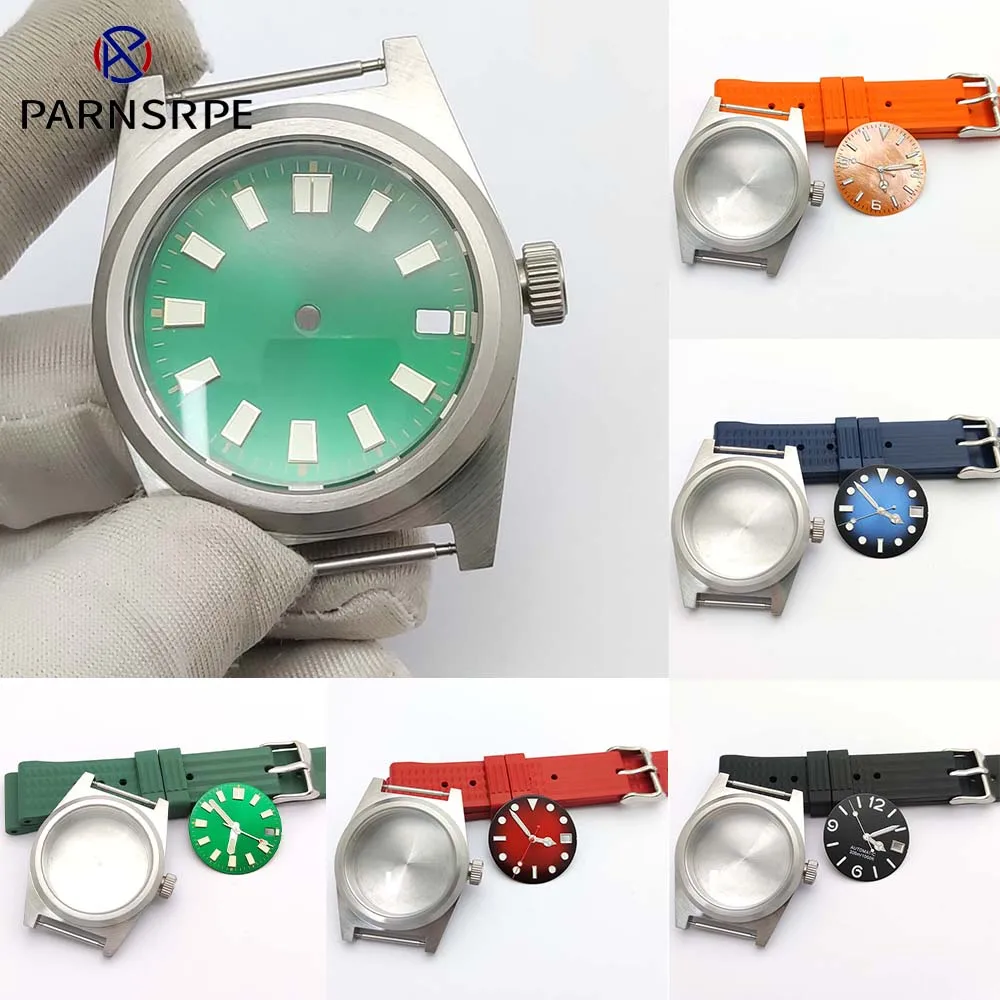 Men's Automatic Mechanical Watch NH35 Case Parts Rubber Strap Sterile Dial with Calendar Window Display Plus Hands