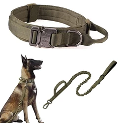 K9 Tactical Dog Collar Leash Set Military Pet Collar Leash Medium Large Dog Training Accessories Adjustable Size Removable