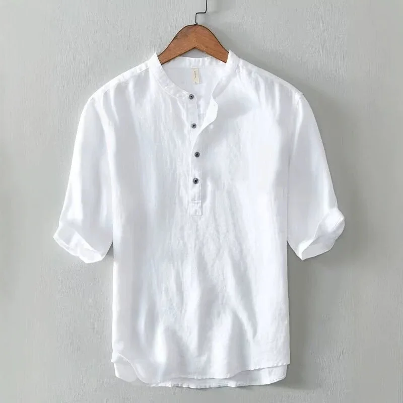 Summer Thin Round Neck Men's Shirt, Loose and Cool Short-sleeved T-shirt, Casual, Trendy, Versatile, Simple Solid Color Shirt