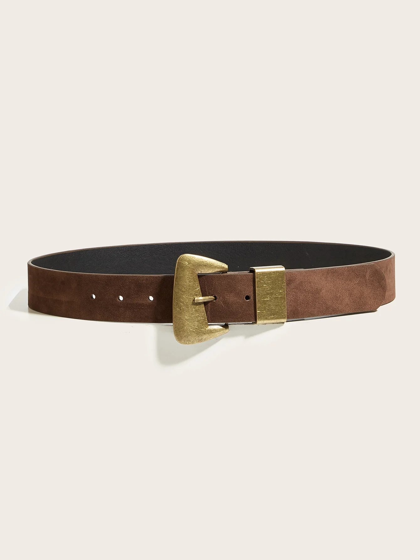 1Pc Boho Western Style Solid Color Women's Pu Belt, Vintage Irregular Bronze Buckle Brown Belt, Y2K Accessories Belts, Belts Y2K, Boho Belt, Western Belt for Women, Chunky Belt, Rodeo, to Pair with Dresses, Casual