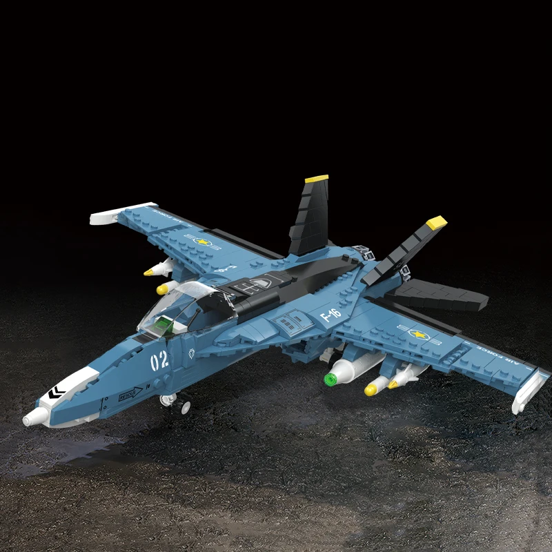 753pcs MOC Building Blocks DIY F-16 War Fighter Model Military Aircraft Build Assembly Toy for Children Boys