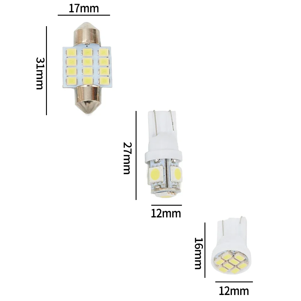 

13pcs Car LED Lights 31mm 12SMD 5SMD 8SMD Flat Panel White Replacement Indoor Bulb Auto Interior Accessories