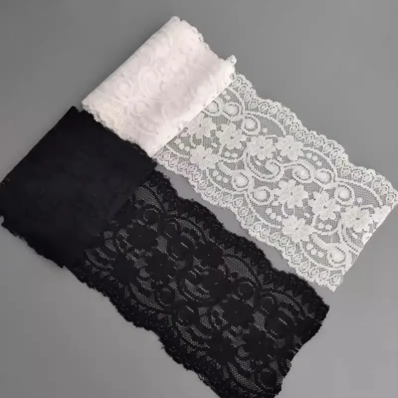 (1 yards/roll) African fabric lace high quality 2024 wide stretch black and white stretch handmade accessories skirt hem