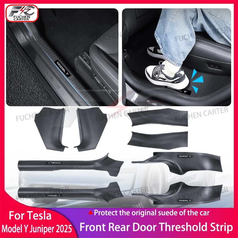 

2 4 8Pcs For Tesla Model Y Juniper 2025 ABS Front Rear Door Sill Protector Threshold Strip Anti-kick Guard Panel Waterproof Pad