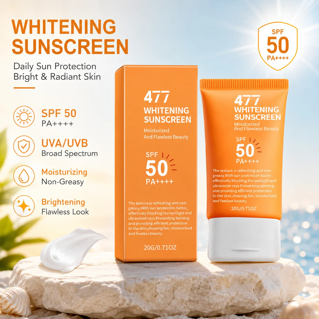SPF 50 Sunscreen Broad Spectrum Uv Protect Long Lasting Flawless Oil Control Cover Flaws Lightweight Hydrating Sunscreen Lotion