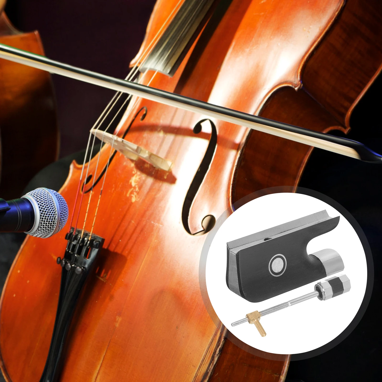 

1 Set Violin Bow Frog Replacement Professional Metal Cello Part Durable Wood Design Student Comfortable Repair Tool Accessory
