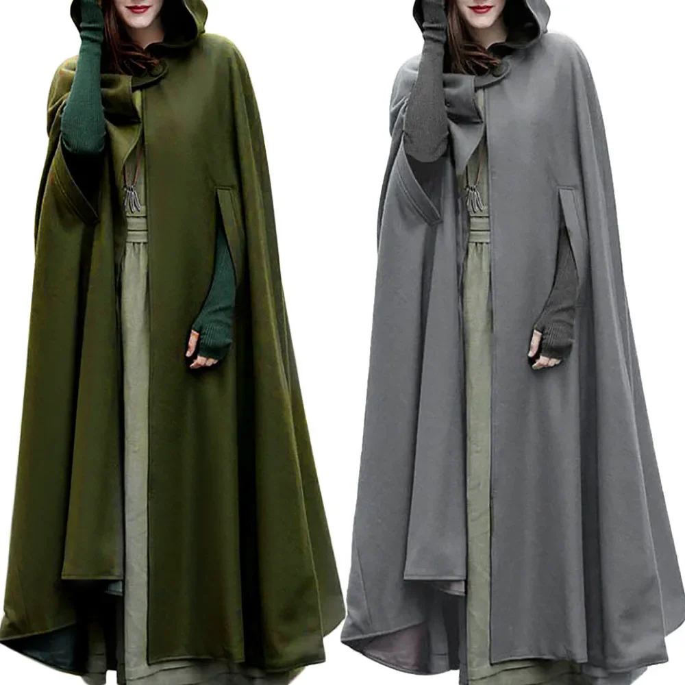 Assassins Cosplay Vintage Medieval Gothic Retro Hooded Cloak Thin Coat Women Vampire Devil Capes Pirate Robes Halloween Carnival