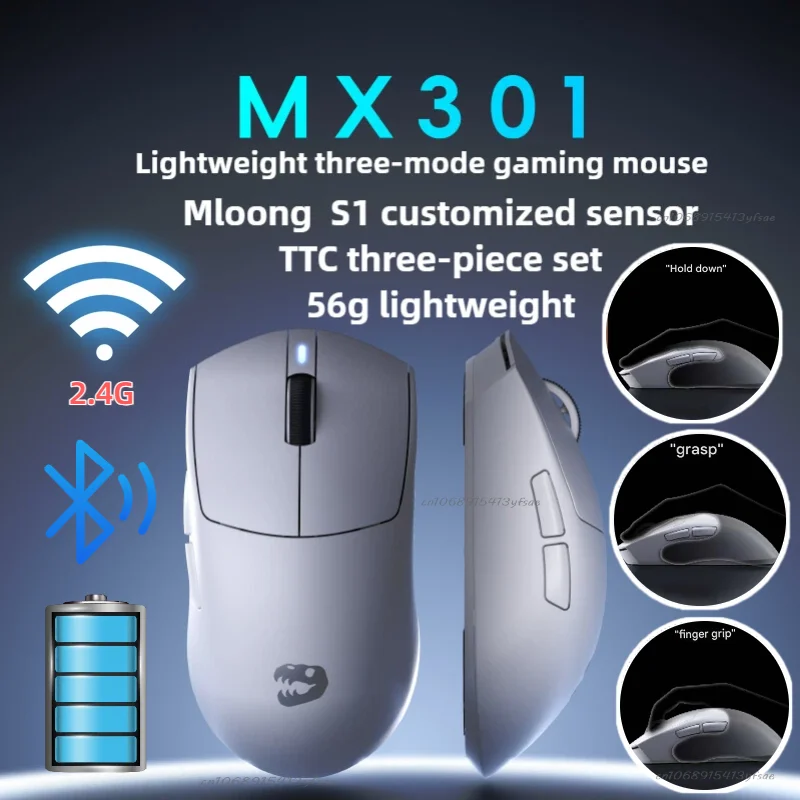Ergonomic Wireless Gaming Mouse 16000 DPI 1000Hz Polling Rate S1 Chip Comfort Grip Three Mode Connectivity Macro Support