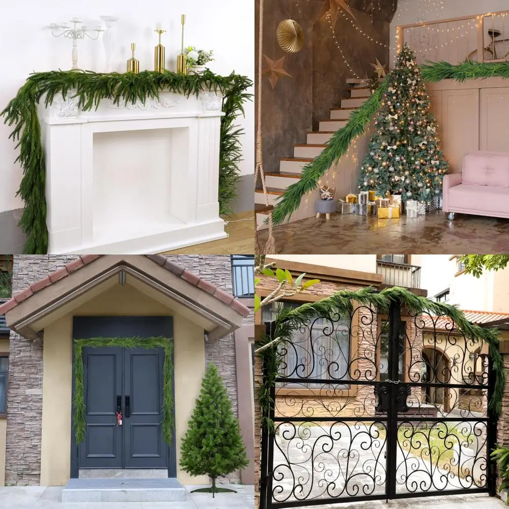 

Dense 15FT Real Touch Winter Pine Garland for Christmas, Green Artificial Greenery Ornament, Ideal Holiday Decoration