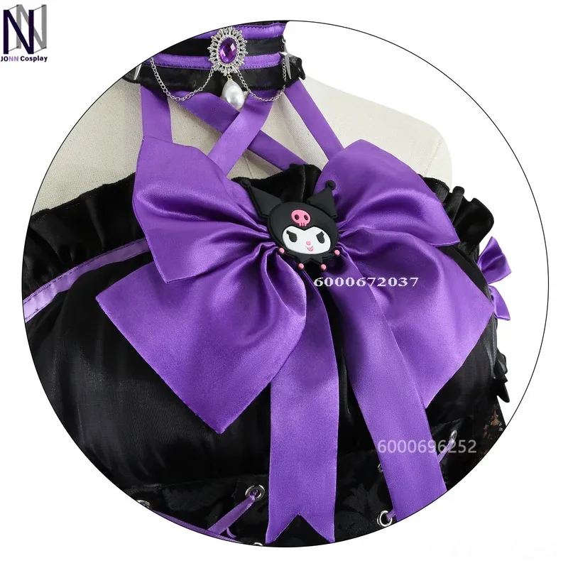 الهوية الخامس لعبة في المخزون الدموي الملكة كورومي تأثيري حلي أسود لوليتا القوطية فستان طويل مع شعر مستعار مجموعة كاملة لعيد الهالوين عيد الميلاد