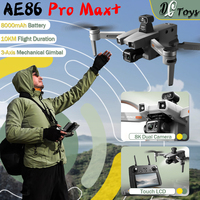 AE86 PRO MAX Professional Drone 10KM 3-Axis Gimbal RC Quadcopter 8K FPV Dual Camera GPS Obstacle Avoidance Dron with LED Screen