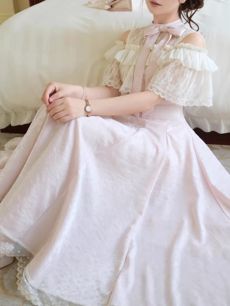 

Новое летнее платье 2026 в стиле Sweet Lolita: элегантное, с бантом и кружевом, для вечеринок, в корейском стиле, облегающее, в стиле Одри Хепберн