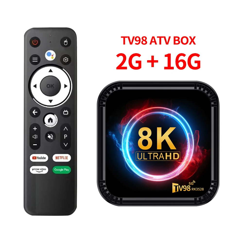 TV98 Smart TV Stick Android 13 Mini TV Box 8K Video 2G/4G/16G/64G BT4.0 2,4G 5G WiFi Dual reproductor multimedia remoto por voz decodificador